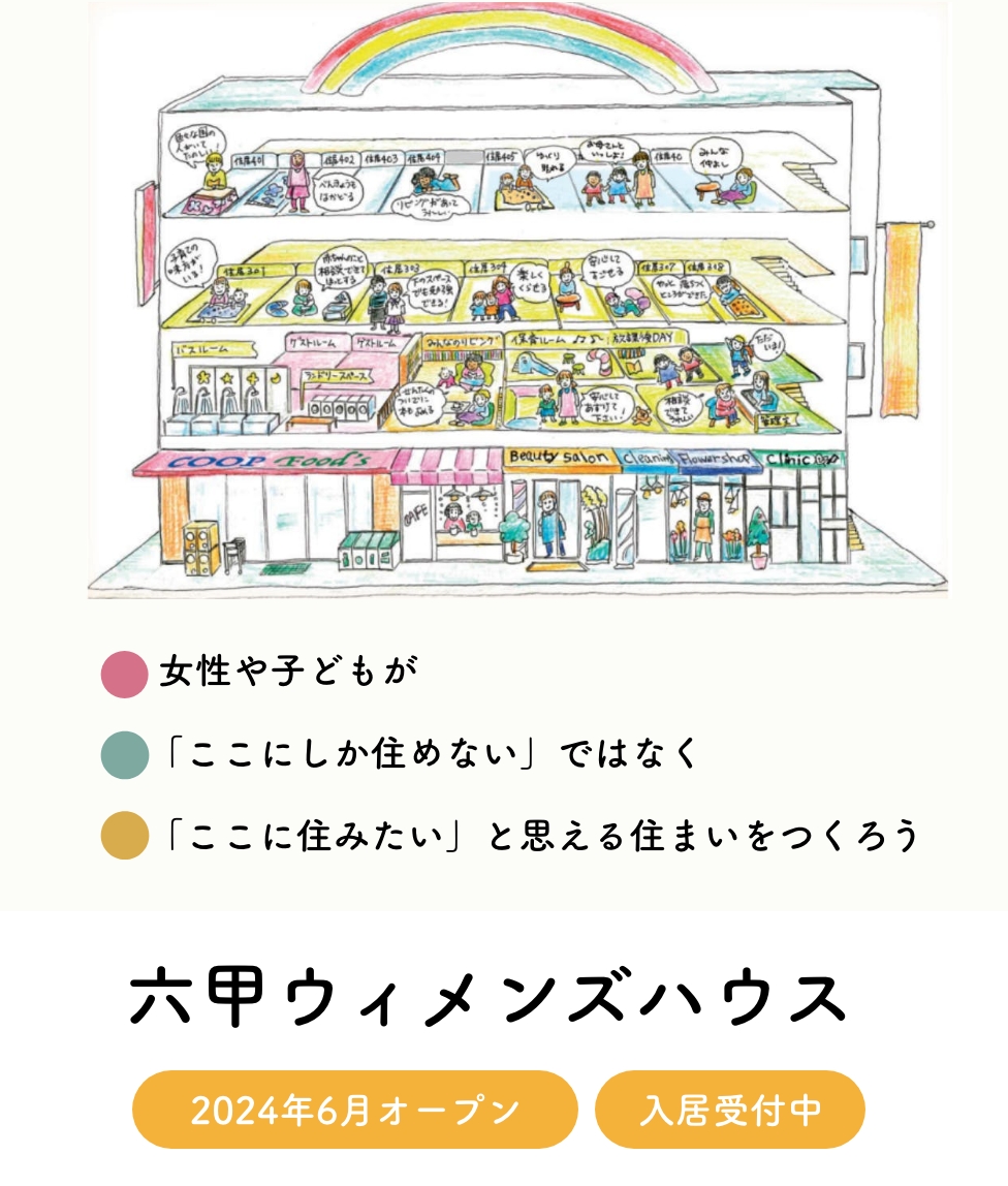 ~女性や子どもが「ここにしか住めない」ではなく 「ここに住みたい」と思える住まいをつくろう〜
	六甲ウィメンズハウス
	2024年6月オープン